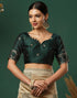 Vasthrlay Banarasi Jacquard Unstitched Teal Saree