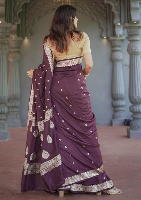 Vsathrlay Peach Banarasi Kanchipuram Ethnic Wear