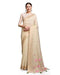 Vasthrlay Linen Silk Cream Saree With Unstitched Blouse with Piece Soft and Skin Friendly