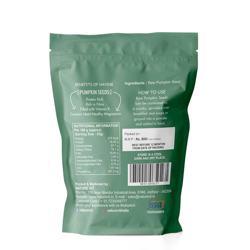 Nature Vit Pumpkin Seeds Raw| Protein-Rich & Immunity Booster
