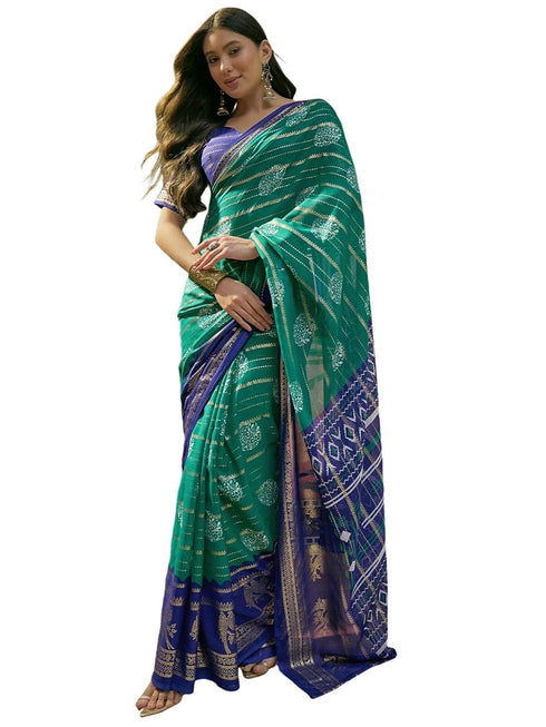 Vasthrlay Georgette Printed Unstitched Rani Pink Saree