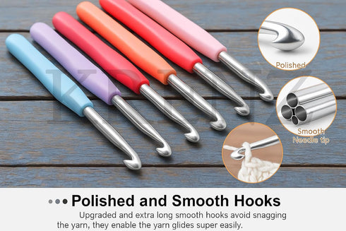 Crochet Hooks Set Ergonomic Soft Grip Rubber Handles Ergonomic Crochet Hooks Set