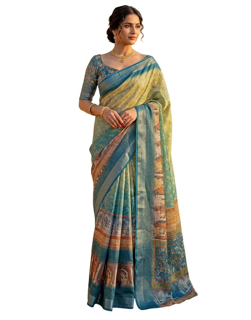 Vasthrlay Womens Printed Unstitched Dusty Pink Saree