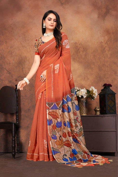 Vasthrlay Cotton Kalamkari Border Matching