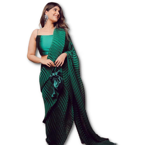 Vasthrlay Crushed Pleated Unstitched Ethnic Wear