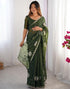 Vasthrlay Sequence Embroidery Unstitched Red Saree