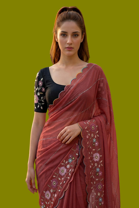 Vasthrlay Yellow Unstitched Saree