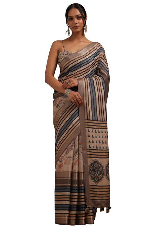 Vasthrlay Multicolour Crepe Striped