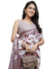 Vasthrlay Womens Cotton White | Multicolour Saree With Unstitched Blouse Piece