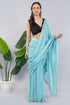 Vasthrlay Womens Turquoise Blue Cotton Ready To Wear Saree