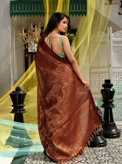 Vasthrlay Attractive Handloom Organic Attached Rama Copper