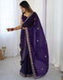 Vasthrlay Scalloped Embroidery Unstitched Rani Pink Saree