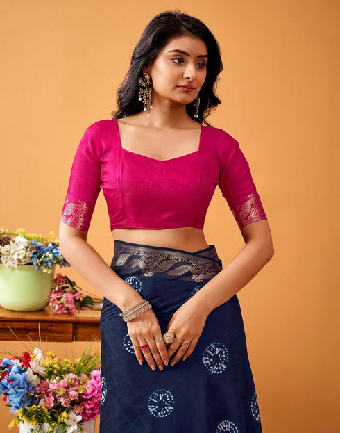 Vasthrlay Weaving Printed Unstitched Maroon Saree