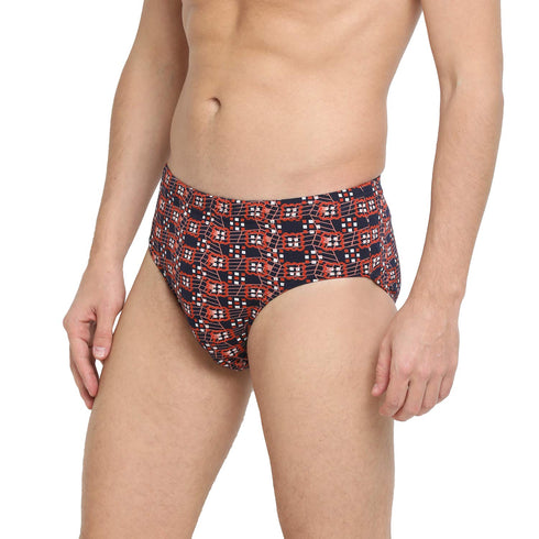 Dixcy Scott Men's Cotton Printed Regulart Fit Solid Brief