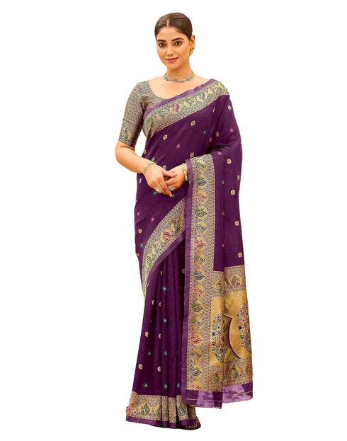 Vasthrlay Weaving Paithani Unstitched Pink Saree
