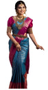 Vasthrlay Blue Kanjivaram Unstitched Saree