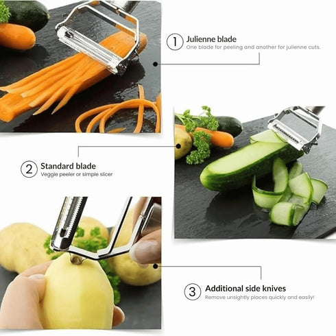 Go Store 2 In 1 Stainless Steel Julienne Vegetable Peeler Multi