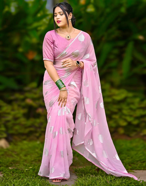 Vasthrlay Georgette Printed Unstitched Red Saree
