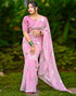 Vasthrlay Georgette Printed Unstitched Red Saree