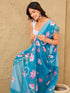Vasthrlay Womens Printed Unstitched Sky Blue Saree
