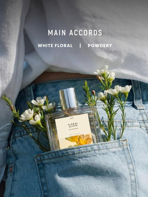 Em5 Floral Elixir Perfume White Floral Powdery Fragrance Long Lasting Scent Premium Gift for
