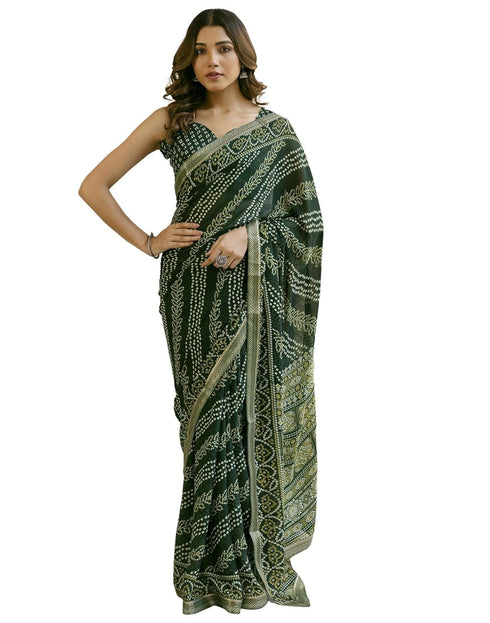 Vasthrlay Georgette Bandhani Unstitched Purple Saree