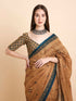 Vasthrlay Cotton Printed Mulmul Brown Saree
