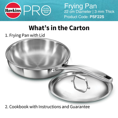 Hawkins Pro 22 cm Frying Pan Triply Stainless Steel Fry Pan