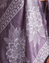 Vasthrlay Womens Kanjivaram Dusty Purple Saree With Unstitched Blouse Piece