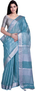 Vasthrlay Attractive Handloom Bhagalpuri Metallic Silver Green