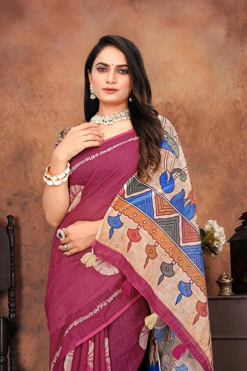 Vasthrlay Cotton Kalamkari Border Matching
