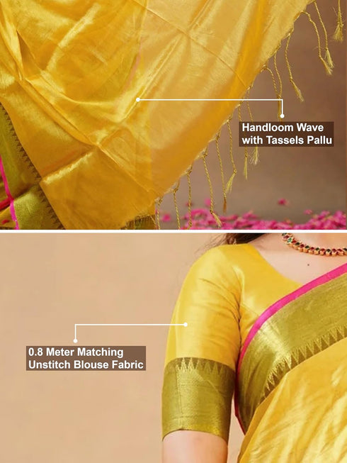 Vasthrlay Handloom Unstitched Green Ethnic Wear
