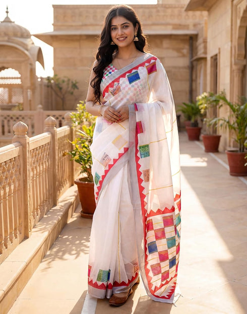 Vasthrlay Womens Printed Unstitched Purple Saree