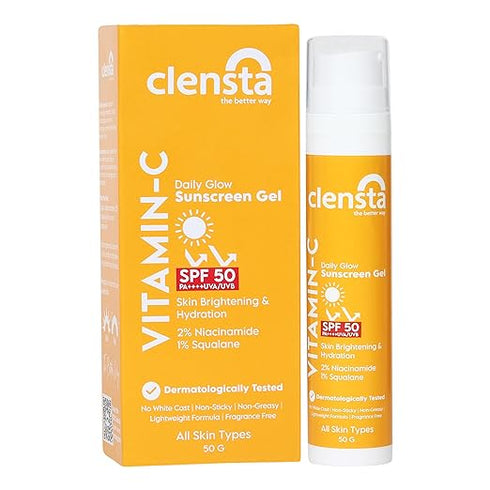 Clensta Daily Glow Sunscreen Gel SPF 50 PA++++ with Vitamin C