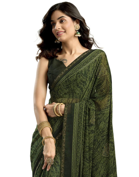 Vasthrlay Georgette Printed Unstitched Maroon Saree