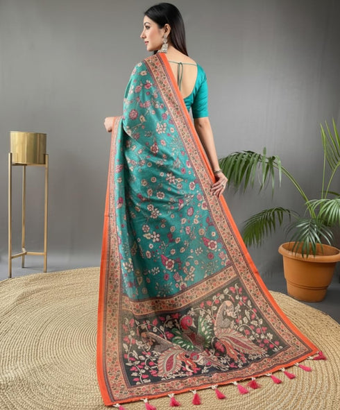 Vasthrlay Multicolor Contrast Kalamkari Unstitched