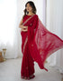 Vasthrlay Scalloped Embroidery Unstitched Rani Pink Saree