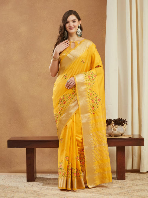 Vasthrlay Multi Embroidered Unstitched Saree