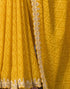 Vasthrlay Georgette Embroidery Unstitched Yellow Saree