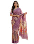 Vasthrlay Womens Printed Dusty Mauve | Beige Saree With Unstitched Blouse Piece