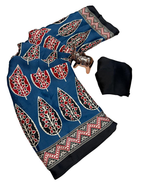 Vasthrlay Ajrakh Saree Crepe