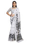 Vasthrlay Special Printed White And Black Saree With Unstitched Blouse Piece