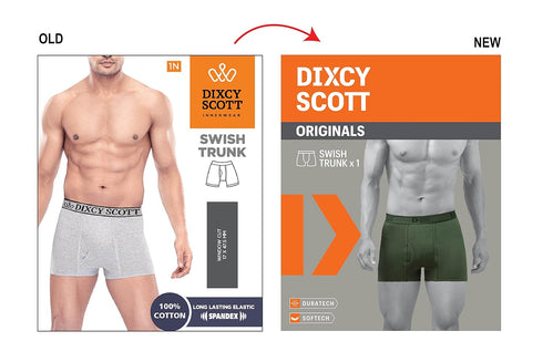 Dixcy Scott Originals Swish Trunk | Short Trunks for Men | 100% Combed Cotton | Soft, Sweat-Absorbent Waistband | C-Open Front Men's Underwear | Elasticated Leg Grip Innerwear for Man | Pack of 3