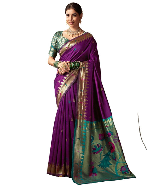 Vasthrlay Womens Paithani Unstitched Pink Saree