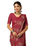 Vasthrlay Georgette Bandhani Red Saree With Unstitched Blouse Piece