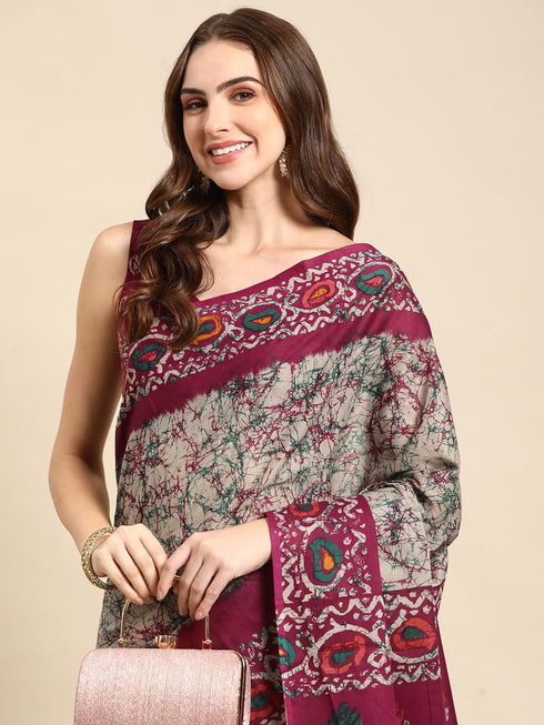 Vasthrlay Cotton Printed Mulmul Black Saree