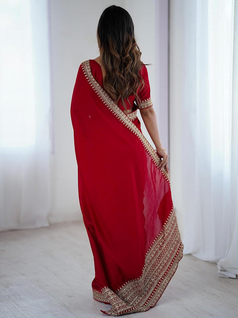 Vasthrlay Chanderi Printed Off White Off White Saree
