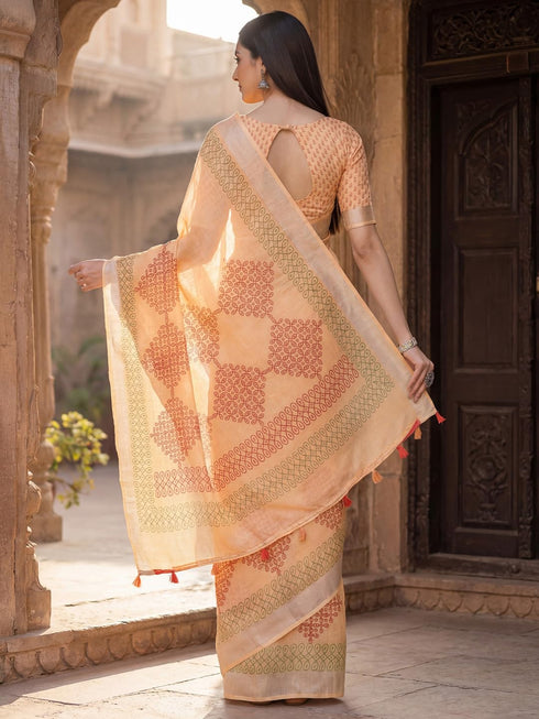 Vasthrlay Printed Unstitched Blouse Ethnic Wear