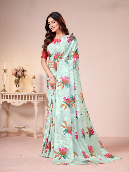 Vasthrlay Beige Georgette Saree