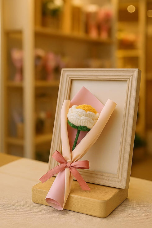 Clapjoy Handmade Crochet Rose Flower – Wool Artificial Flower Gift